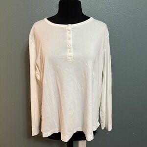 Duluth Trading Womens 2XL Henley Top Long Sleeve Pullover Cotton Button Shirt